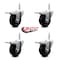 Service Caster 35 Inch Soft Rubber Swivel 58 Inch Threaded Stem Caster Set with Total Lock Brake SCC-TSTTL20S3514-SRS-58212-4 - alternate 3